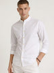 Camisa blanca de manga larga para hombre con cuello Mao, tela fresca y transpirable, diseño frente liso, Sherman Morgan.