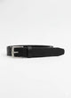 Cinturón de vestir para hombre color negro en acabado liso, accesorio de piel sintética con hebilla metálica clásica y diseño elegante, Sherman Morgan.