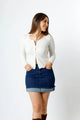 Mini falda de mezclilla mujer dark stone con dobladillo vuelto Sherman Morgan