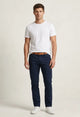 Pantalón de gabardina marino para hombre, diseño casual corte slim fit, Sherman Morgan.