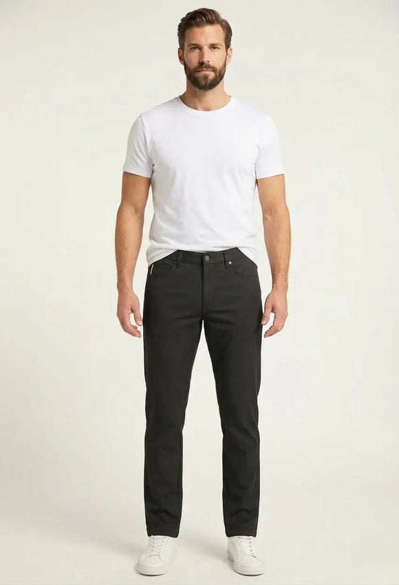 Pantalón de vestir negro para hombre en tela de poliéster, corte slim fit de silueta ajustada y moderna, Sherman Morgan.