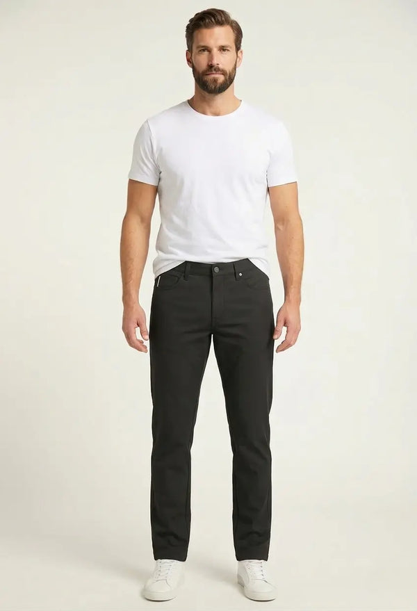 Pantalón de vestir negro para hombre en tela de poliéster, corte slim fit de silueta ajustada y moderna, Sherman Morgan.