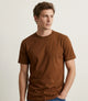 Playera oversize hombre café sólido 100% algodón cuello redondo manga corta.