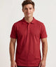 Playera tipo polo hombre roja lisa con botones detalle líneas cuello mangas slim fit Sherman Morgan